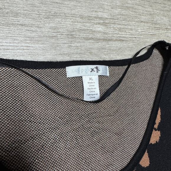 London Times Bell Sleeve Floral Print Sheath Sweater Dress NWT Women's XL Black - Picture 4 of 9